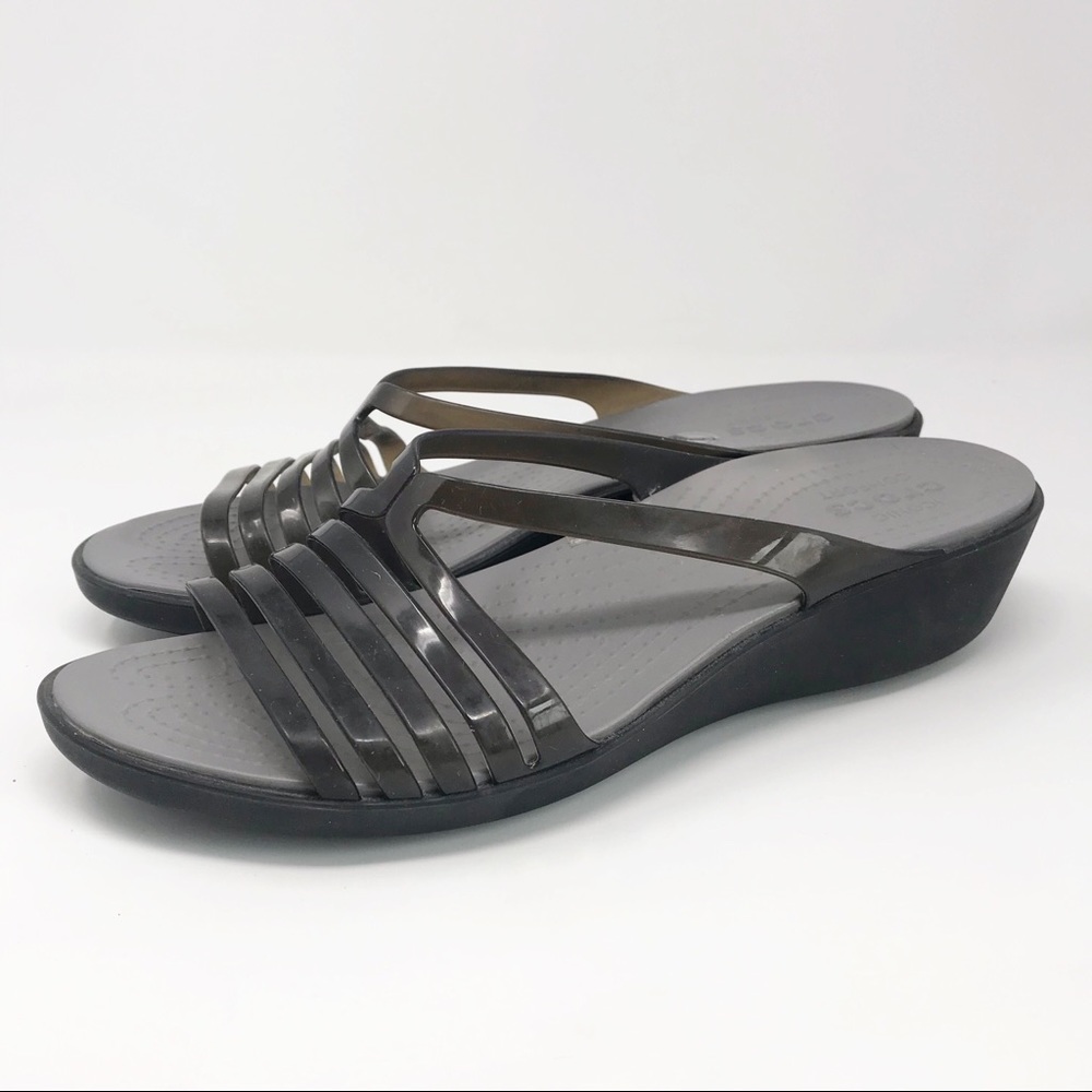 Crocs Isabella Mini Wedge Sandal Black/Smoke - Picture 2 of 8